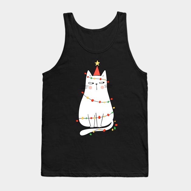 Cute Christmas Cat With Lights - Cool Xmas Gift Tank Top by Animal Specials